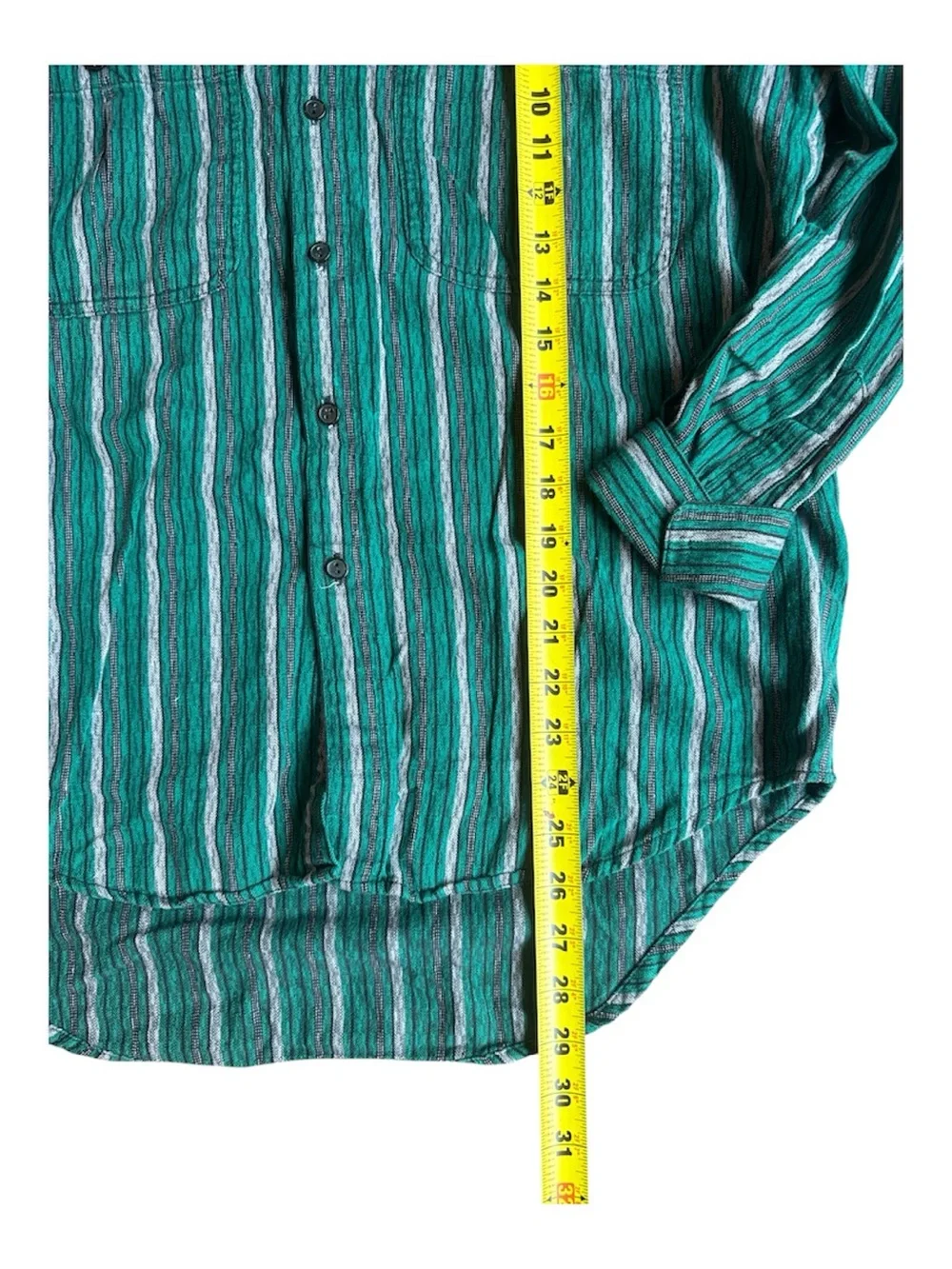 Vintage Levi’s Stripped Button Up Shirt Mens Medium 100% Cotton Green Western